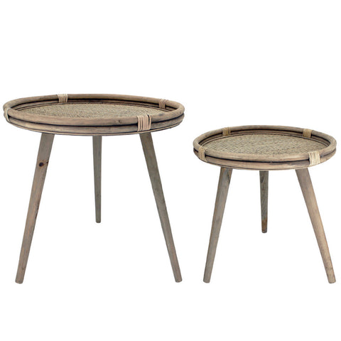 Side Tables Rattan Set of Two Natural