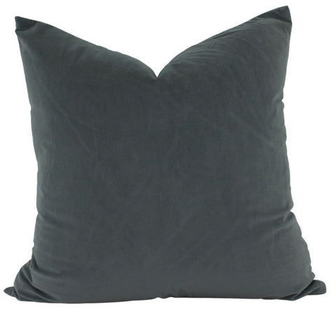 Cushion Velvet Feather Filled Grey