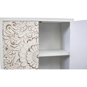Cabinet White Carved Timber