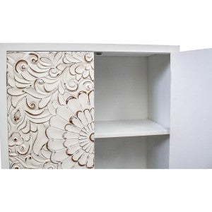 Cabinet White Carved Timber