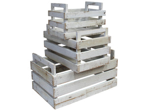 Crates Set Of Three Timber Whitewash