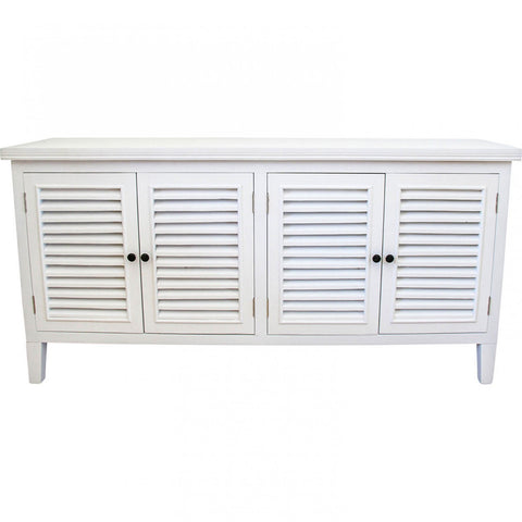 Cabinet Low 4 Door Louvre White Timber