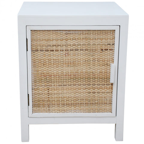 Bedside White and Rattan