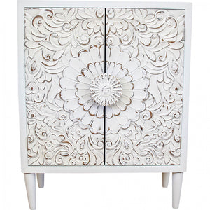 Cabinet White Carved Timber