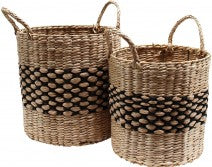 Basket Woven Black Panel Set Of Two