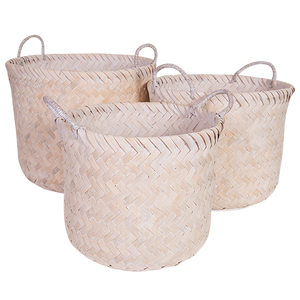 Baskets Whitewash Cane Set Of 3