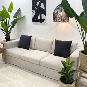 Sofa Beige Linen 3 Seater