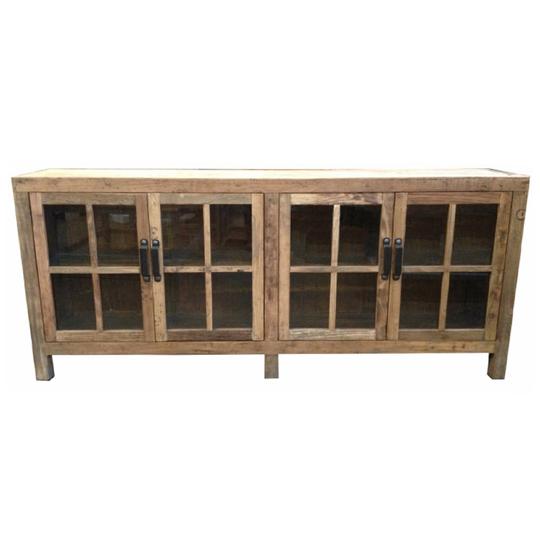 Cabinet Glass recycled Elm 4 Drawer