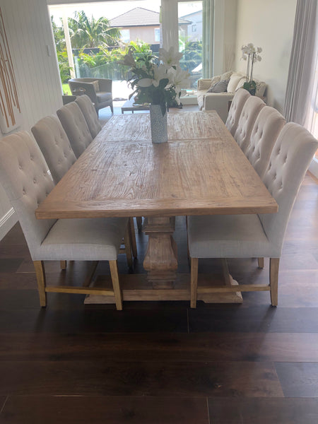 Dining Table Recycled Elm Mulhouse With  Pedestal Base in 3 sizes