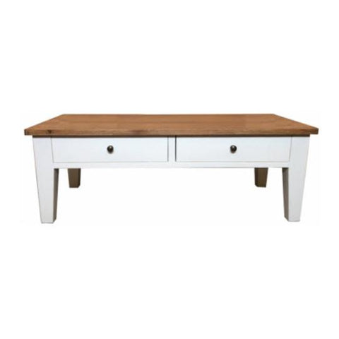 Coffee Table Oak Top White Painted Timber Base