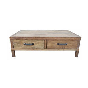 Coffee Table Rustic Recycled Elm 2 Drawer