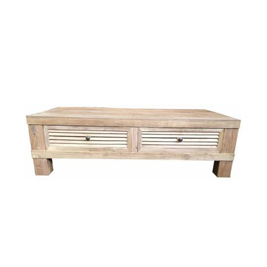 Coffee Table Recycled Elm Louvre 2 Drawers