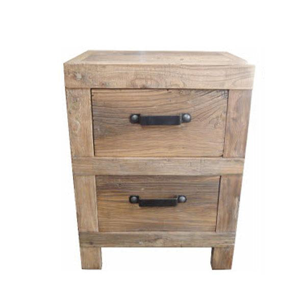 Bedside Solid Recycled Elm 2 Drawers