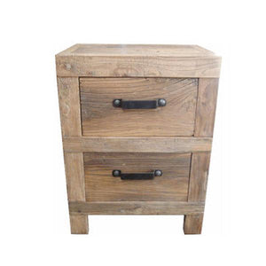 Bedside Solid Recycled Elm 2 Drawers