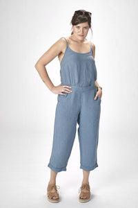 Linen 3/4 Pants Blue