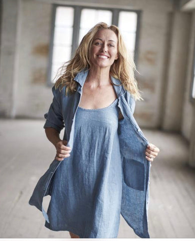 Linen Shirt Blue Azure