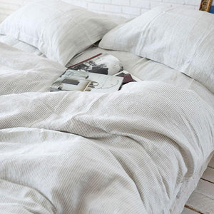 Bed Linen Pure French Linen Yarn Dyed Striped Quilt + 2 Pillow Cases Tuscan Sun