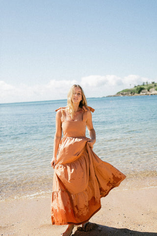 Dress Maxi Tiered Terracotta