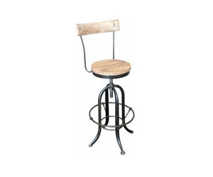 Stool Swivel Recycled Elm With Iron And A back Rest