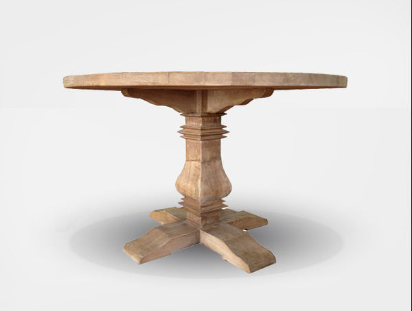 Table Mulhouse Round Recycled Elm with Pedestal Base
