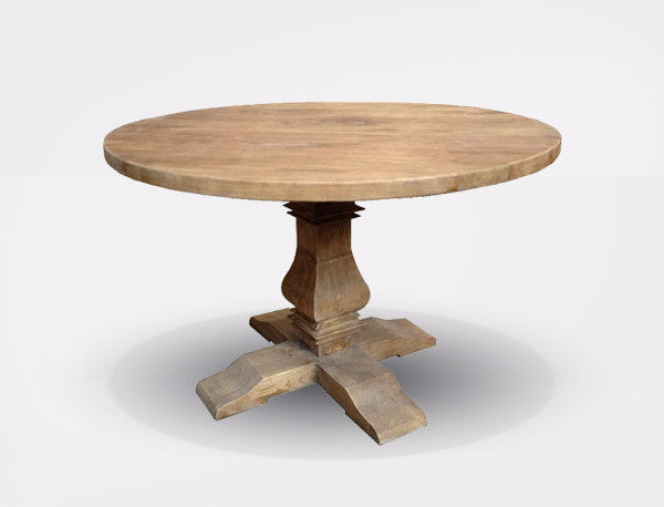 Table Mulhouse Round Recycled Elm with Pedestal Base