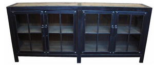 Cabinet Glass With Iron and Recycled Elm 4 Doors
