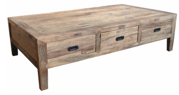 Coffee Table 6 Drawers Recycled Elm