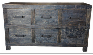 Drawers Rustic Recycled Elm Black Wash Timber 6 Drawers