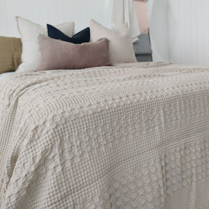 Bedcover Boho Chic Cotton Massive Throw /Bedcover 240cm x 220cm - Pearled Ivory