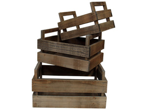 Crates Set Of Three Timber Rustic