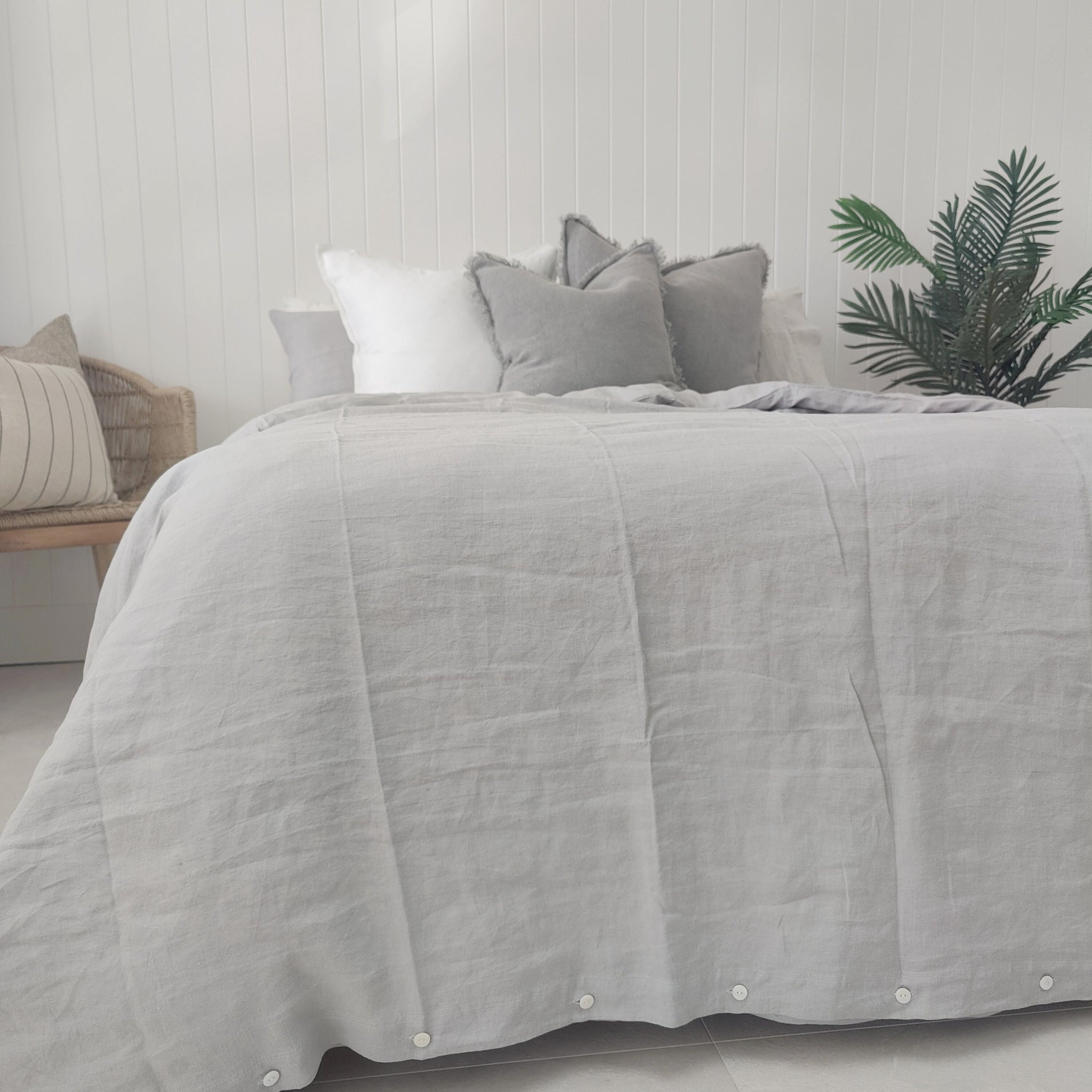 Bed Linen Pure French Duvet Quilt Set Light Grey