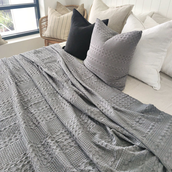 Bedcover Boho Chic Cotton Massive Throw /Bedcover 240cm x 220cm - Slate Grey