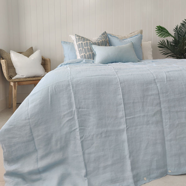 Bed Linen Pure French Duvet Quilt Set Sky Blue