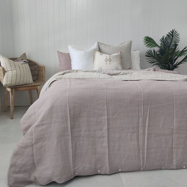 Bed Linen Pure French Duvet Quilt Set Smoky Pink